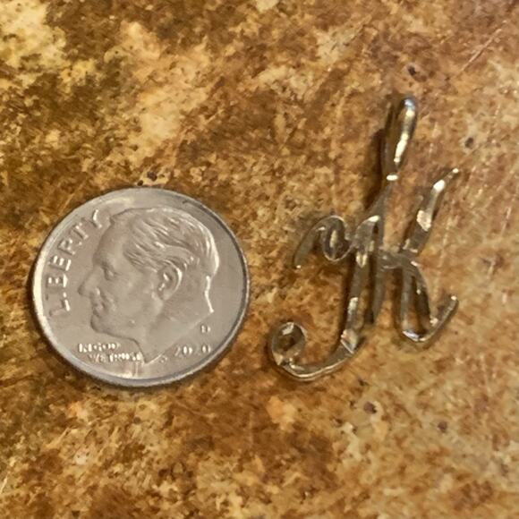 Diamond Cut Gold Plated Letter "K" Pendant 1 Inch - Picture 5 of 7